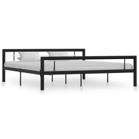 Estructura de cama de metal negro y blanco 180x200 cm de vidaXL, Camas y somieres - Ref: Foro24-284555, Precio: 155,24 €, Des...