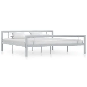Gray and white metal bed frame 180x200 cm by vidaXL, Beds and slatted bases - Ref: Foro24-284561, Price: 164,18 €, Discount: %