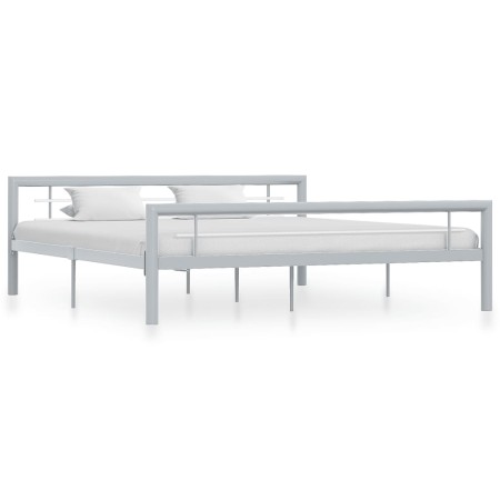 Estructura de cama de metal gris y blanco 180x200 cm de vidaXL, Camas y somieres - Ref: Foro24-284561, Precio: 166,53 €, Desc...