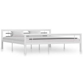 Estructura de cama de metal blanco y negro 180x200 cm de vidaXL, Camas y somieres - Ref: Foro24-284549, Precio: 180,71 €, Des...