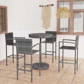 Muebles de bar de jardín 5 piezas ratán sintético gris en Conjuntos de jardín | Comprar online en Foru.es