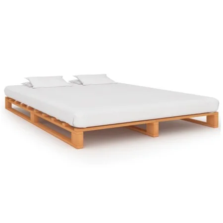 Estructura de cama de palés madera maciza pino marrón 200x200cm de vidaXL, Camas y somieres - Ref: Foro24-285268, Precio: 158...