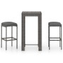 Set muebles bar jardín 3 piezas y cojines ratán sintético gris en Conjuntos de jardín | Comprar online en Foru.es