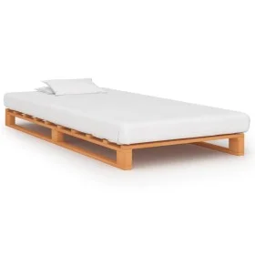 Solid pine wood pallet bed frame brown 90x200cm by vidaXL, Beds and slatted bases - Ref: Foro24-285262, Price: 105,06 €, Disc...