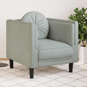 Sillón con cojín terciopelo gris claro en Sofás | Comprar online en Foru.es