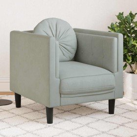 Sillón con cojín terciopelo gris claro en Sofás | Comprar online en Foru.es