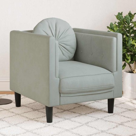 Sillón con cojín terciopelo gris claro en Sofás | Comprar online en Foru.es