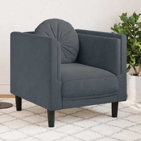 Sillón con cojín terciopelo gris oscuro en Sofás | Comprar online en Foru.es