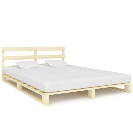 Estructura de cama de palés madera maciza de pino 160x200 cm de vidaXL, Camas y somieres - Ref: Foro24-285245, Precio: 164,33...