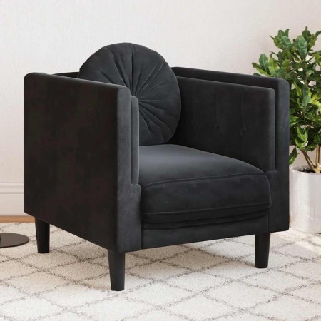 Sillón con cojín terciopelo negro en Sofás | Comprar online en Foru.es