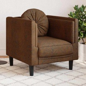 Sillón con cojín de cuero sintético de ante marrón en Sofás | Comprar online en Foru.es