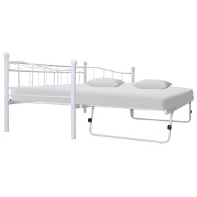 Estructura de cama de acero blanco 180x200/90x200 cm de vidaXL, Camas y somieres - Ref: Foro24-285308, Precio: 201,21 €, Desc...
