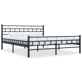 Black steel bed frame 140x200 cm by vidaXL, Beds and slatted bases - Ref: Foro24-285278, Price: 125,89 €, Discount: %