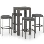 Set muebles bar jardín 5 piezas y cojines ratán sintético gris en Conjuntos de jardín | Comprar online en Foru.es