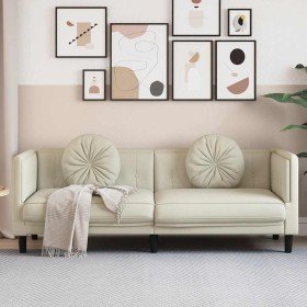 Sofá con cojines 3 plazas terciopelo crema en Sofás | Comprar online en Foru.es