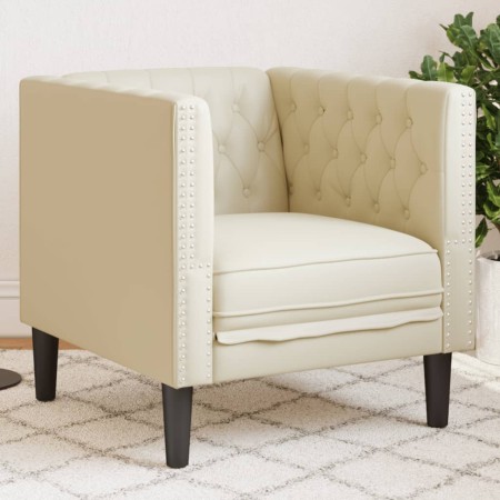 Sillón Chesterfield de cuero artificial blanco crema en Sofás | Comprar online en Foru.es