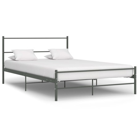 Estructura de cama de metal gris 160x200 cm de vidaXL, Camas y somieres - Ref: Foro24-286495, Precio: 107,90 €, Descuento: %
