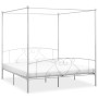 Estructura de cama con dosel metal blanco 180x200 cm de vidaXL, Camas y somieres - Ref: Foro24-284431, Precio: 179,21 €, Desc...