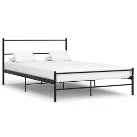 Black metal bed frame 140x200 cm by vidaXL, Beds and slatted bases - Ref: Foro24-286497, Price: 103,70 €, Discount: %