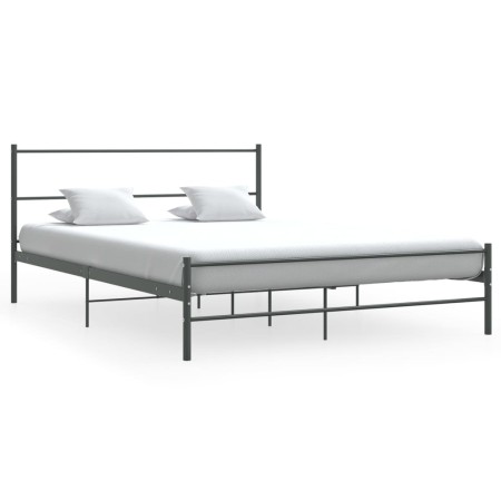 Estructura de cama de metal gris 140x200 cm de vidaXL, Camas y somieres - Ref: Foro24-286494, Precio: 98,32 €, Descuento: %