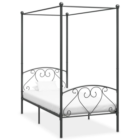 Estructura de cama con dosel metal gris 100x200 cm de vidaXL, Camas y somieres - Ref: Foro24-284441, Precio: 84,29 €, Descuen...