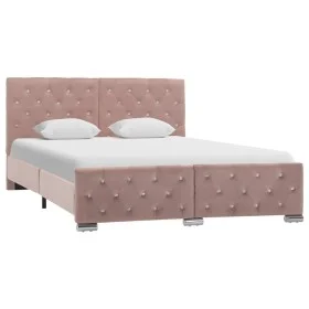 Pink velvet bed frame 140x200 cm by vidaXL, Beds and slatted bases - Ref: Foro24-286826, Price: 313,84 €, Discount: %