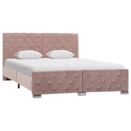 Pink velvet bed frame 140x200 cm by vidaXL, Beds and slatted bases - Ref: Foro24-286826, Price: 313,84 €, Discount: %