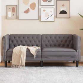 Sofá Chesterfield de 2 plazas cuero artificial gris en Sofás | Comprar online en Foru.es
