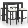 Set muebles bar jardín 5 piezas y cojines ratán sintético negro en Conjuntos de jardín | Comprar online en Foru.es