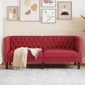 Sofá Chesterfield de 2 plazas cuero artificial rojo tinto en Sofás | Comprar online en Foru.es