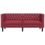 Sofá Chesterfield de 2 plazas cuero artificial rojo tinto en Sofás | Comprar online en Foru.es