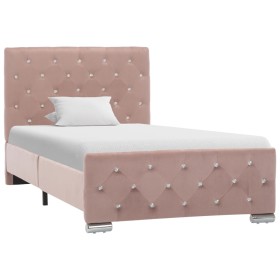 Estructura de cama de terciopelo rosa 90x200 cm de vidaXL, Camas y somieres - Ref: Foro24-286823, Precio: 242,54 €, Descuento: %