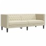 Sofá Chesterfield de 3 plazas cuero artificial blanco crema en Sofás | Comprar online en Foru.es