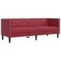 Sofá Chesterfield de 3 plazas cuero artificial rojo tinto en Sofás | Comprar online en Foru.es