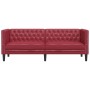 Sofá Chesterfield de 3 plazas cuero artificial rojo tinto en Sofás | Comprar online en Foru.es