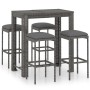 Set muebles bar jardín 5 piezas y cojines ratán sintético gris en Conjuntos de jardín | Comprar online en Foru.es