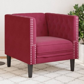 Sillón Chesterfield de terciopelo artificial rojo tinto en Sofás | Comprar online en Foru.es