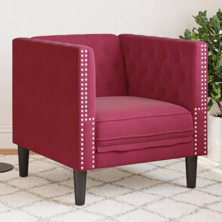 Sillón Chesterfield de terciopelo artificial rojo tinto en Sofás | Comprar online en Foru.es