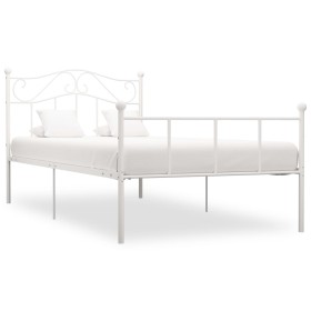 Estructura de cama de metal blanco 90x200 cm de vidaXL, Camas y somieres - Ref: Foro24-284516, Precio: 113,86 €, Descuento: %