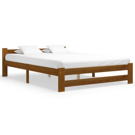 Estructura de cama madera maciza pino marrón miel 120x200 cm de vidaXL, Camas y somieres - Ref: Foro24-322007, Precio: 87,20 ...