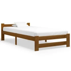 Solid pine wood bed frame honey brown 90x200 cm by vidaXL, Beds and slatted bases - Ref: Foro24-322005, Price: 97,30 €, Disco...