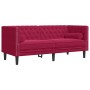 Sofá Chesterfield 2 plazas con cojines terciopelo rojo tinto en Sofás | Comprar online en Foru.es