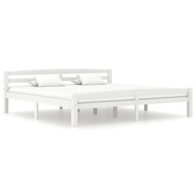 Estructura de cama de madera maciza de pino blanca 180x200 cm de vidaXL, Camas y somieres - Ref: Foro24-322073, Precio: 147,0...