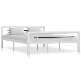 Estructura de cama de metal blanco y negro 160x200 cm de vidaXL, Camas y somieres - Ref: Foro24-284548, Precio: 162,84 €, Des...