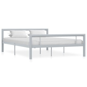 Estructura de cama de metal gris y blanco 120x200 cm de vidaXL, Camas y somieres - Ref: Foro24-284558, Precio: 113,62 €, Desc...