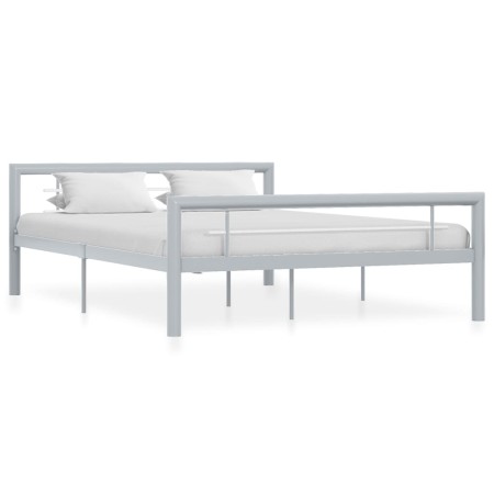 Estructura de cama de metal gris y blanco 120x200 cm de vidaXL, Camas y somieres - Ref: Foro24-284558, Precio: 113,62 €, Desc...