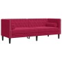 Sofá Chesterfield 3 plazas con cojines terciopelo rojo tinto en Sofás | Comprar online en Foru.es