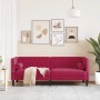 Sofá Chesterfield 3 plazas con cojines terciopelo rojo tinto en Sofás | Comprar online en Foru.es