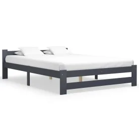 Dark gray solid pine wood bed frame 180x200 cm by vidaXL, Beds and slatted bases - Ref: Foro24-322024, Price: 132,04 €, Disco...