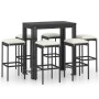 Set muebles bar jardín 7 piezas y cojines ratán sintético negro en Conjuntos de jardín | Comprar online en Foru.es